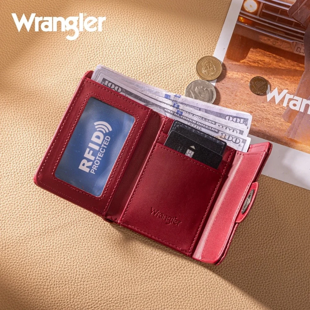 Wrangler Floral Embossed RFID Trifold Wallet